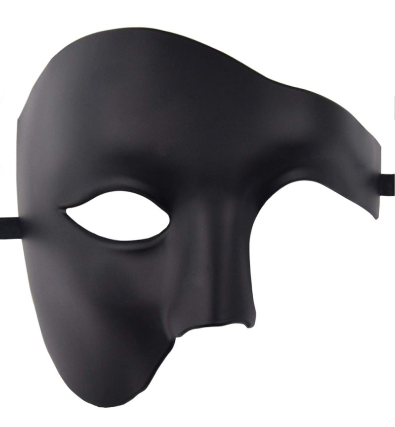 KEFAN Mens Mask Masquerade Mask Phantom of The Opera Half Face Mask Black - Image 3