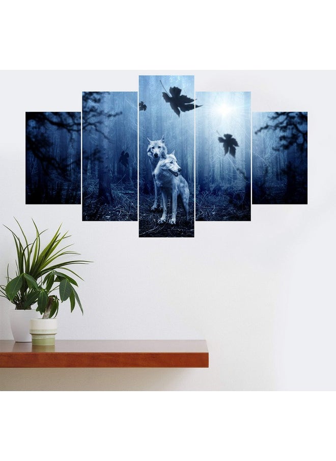 KARTIK KARTIK™ Digital Forest Print 5 Panel Wall Decor Wall Art Wooden Painting Wallpapers for Home, Office & Gift (30 x 17.5 Inches)  - Image 2