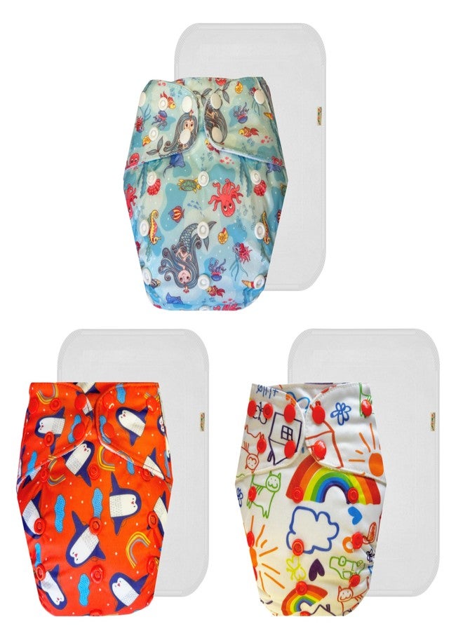 حفاضات دمبلدو القماشية الممتازة مع حشوة قطنية (عبوة من 3) | مضادة للحساسية | مانعة للتسرب | سهلة التنظيف | مثالية للأطفال الصغار | من 3 أشهر إلى 3 سنوات | للجنسين - Image 1