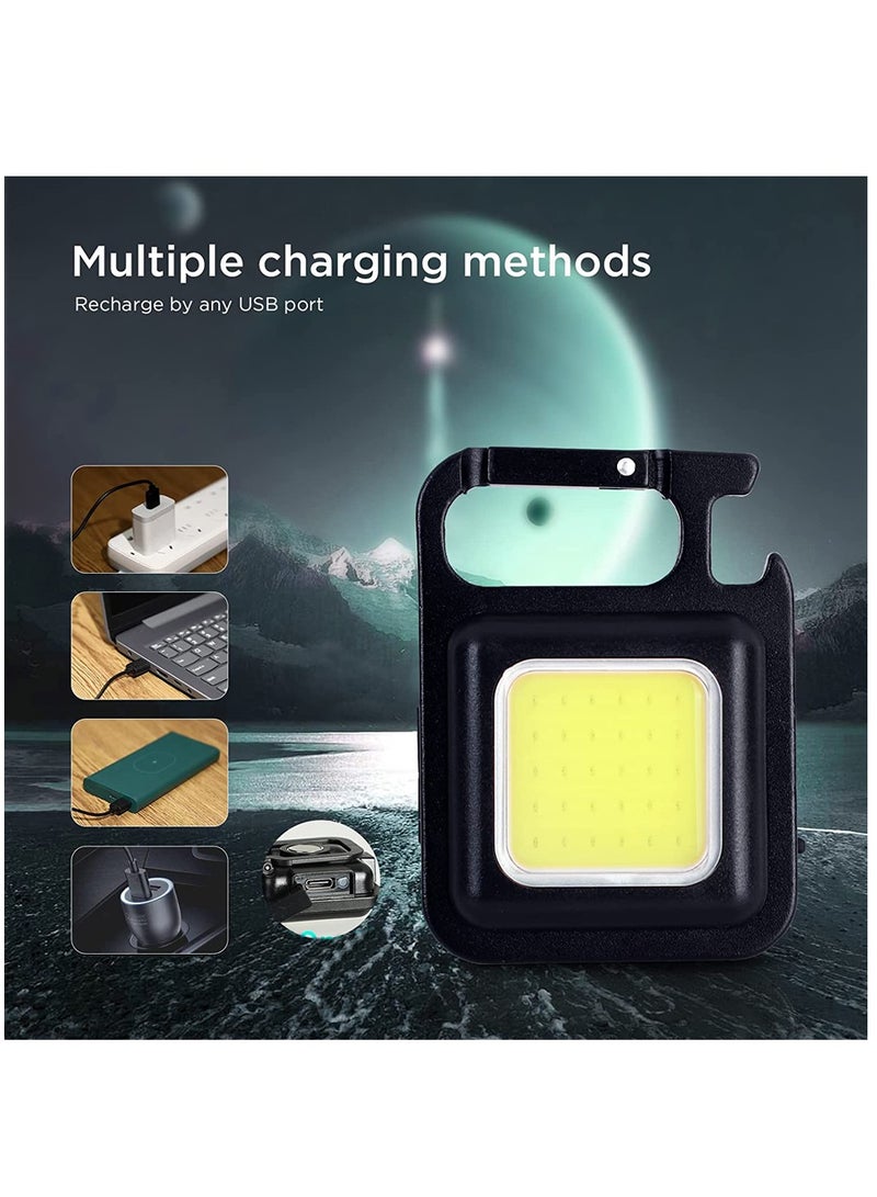 Mini Flash Light with Ultra Bright, Rechargeable Cup and Portable Keychain Key with Fold Support, Bottle Open and Magnetic Base, Suitable for Camping, Hunting, Walking, Black - Image 2