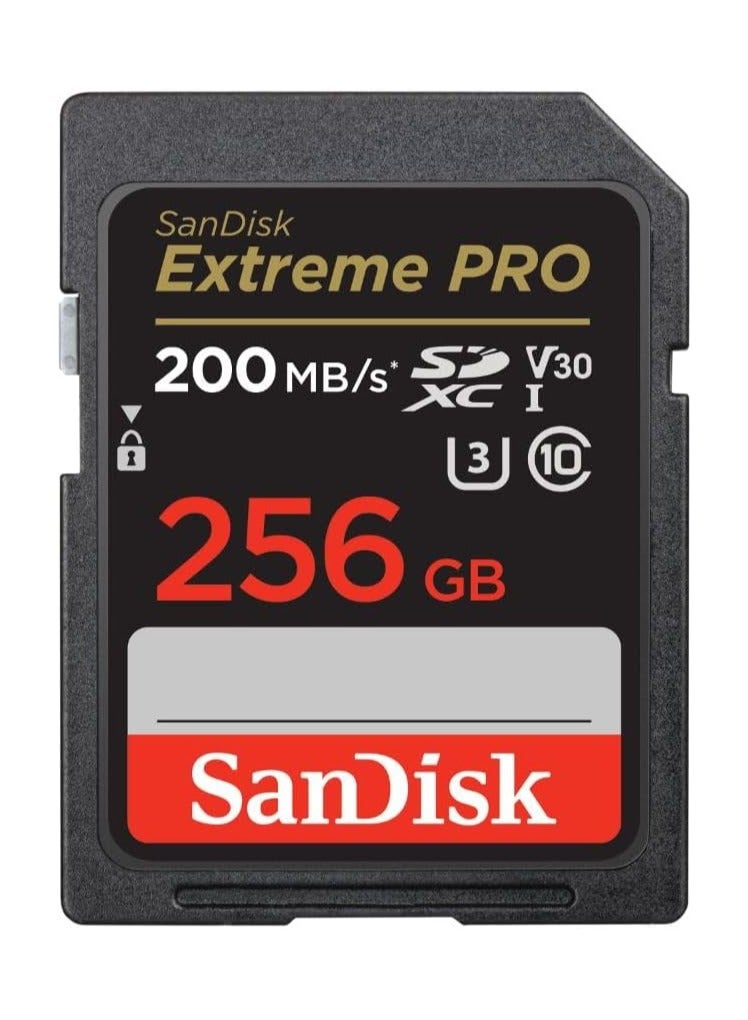 sandisk Extreme Pro SDXC card + RescuePRO Deluxe, up to 200MB/s, UHS I, Class 10, U3, V30 SDSDXXD 256G GN4IN, Black