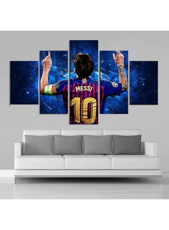 BPA لوحة قماشية BPA 5 برشلونة 10 ميسي ملصقات نجوم كرة القدم 5 قطع فنون الجدران طباعة رياضية صورة ديكور غرفة الأطفال لوحة على قماش - Image 2