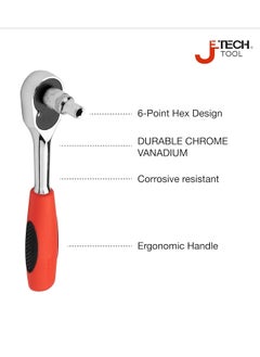 Jetech Jetech 14 Pieces 1/4’’ Drive Metric Ratchet Socket Wrench Set with Quick Release Spanner, Cr-V Steel, Metric Sockets Size 4mm-14mm - with Storage Rack  - Image 2