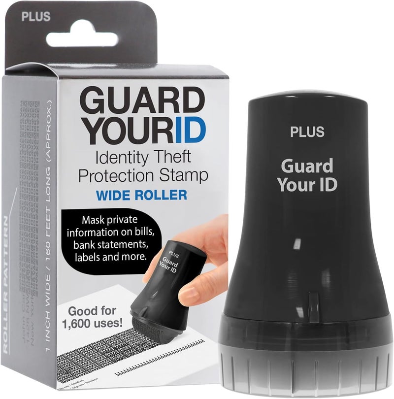 Plus Guard Your ID Wide Advanced Roller 2.0 Identity Theft Prevention Security Stamp Black - Image 1