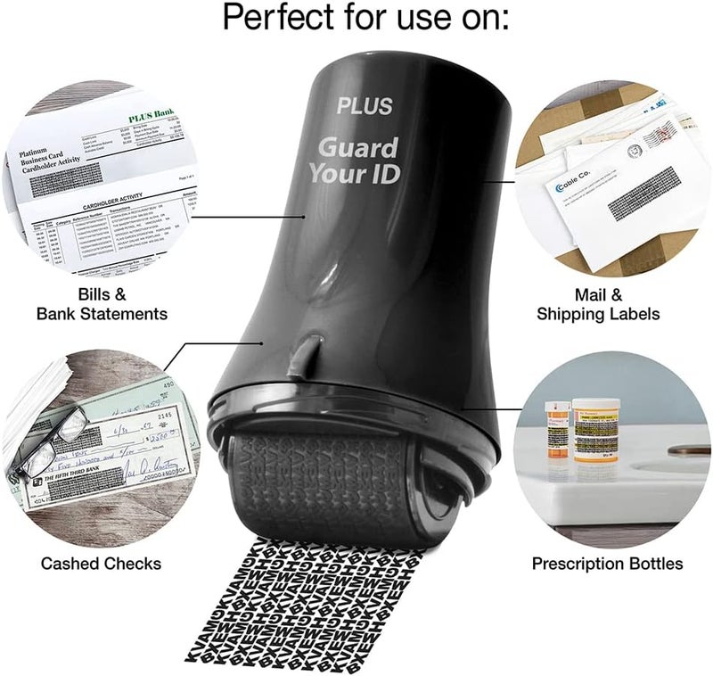 Plus Guard Your ID Wide Advanced Roller 2.0 Identity Theft Prevention Security Stamp Black - Image 2