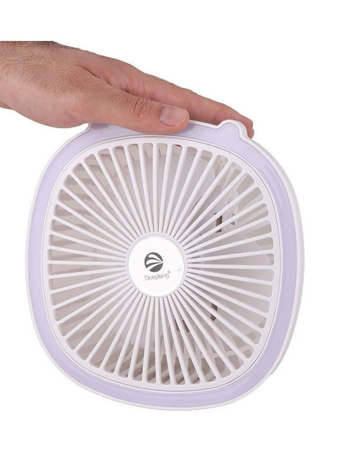 Deepking Model DK-126 – 8” Compact Rechargeable Electric Fan with Integrated LED Light – 1500mAh Battery, 3.5W Power Output, and Low Noise Cooling Solution for Emergency, Travel, and Daily Comfort - Image 2