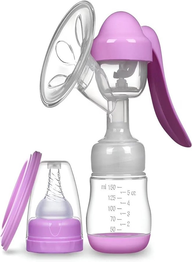 AENTIK Breast Pump Manual | Portable Non-Electric Hand Pump | BPA-Free with Soft Silicone Flange | Easy Manual Milk Pump for Breastfeeding Mothers (Purple) - Image 1