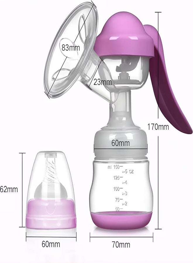 AENTIK Breast Pump Manual | Portable Non-Electric Hand Pump | BPA-Free with Soft Silicone Flange | Easy Manual Milk Pump for Breastfeeding Mothers (Purple) - Image 2