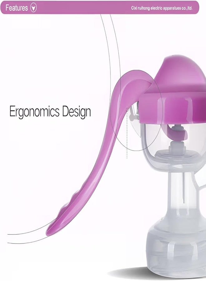 AENTIK Breast Pump Manual | Portable Non-Electric Hand Pump | BPA-Free with Soft Silicone Flange | Easy Manual Milk Pump for Breastfeeding Mothers (Purple) - Image 3