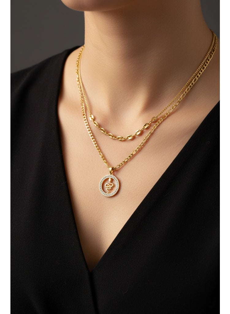 فلافي سلسلة حريمي طبقات بدلاية ثعبان ملفوف مرصعة بالكريستال – تصميم أنيق - Image 1