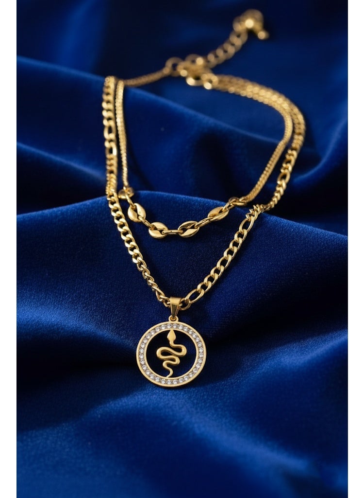 فلافي سلسلة حريمي طبقات بدلاية ثعبان ملفوف مرصعة بالكريستال – تصميم أنيق - Image 2