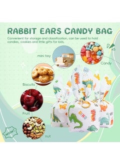 Zibuyu ZIBUYU® 50pcs Gift Bags Token Gift Wrapping Bags Christmas Gift Bags Cartoon Dinosaur Printed Candy Bags for Kids Treat Bags Party Favor Bags for Birthday Gift, Christmas Gift, Token Gift 14x23cm  - Image 4
