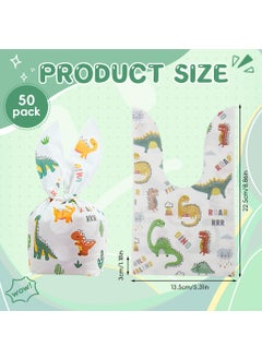 Zibuyu ZIBUYU® 50pcs Gift Bags Token Gift Wrapping Bags Christmas Gift Bags Cartoon Dinosaur Printed Candy Bags for Kids Treat Bags Party Favor Bags for Birthday Gift, Christmas Gift, Token Gift 14x23cm  - Image 2