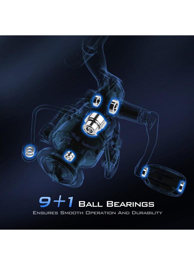 LAMAY Spinning Reels, Size 500 is Perfect for Ice Fishing, Up to 17.5Lbs Max Drag, 5.2:1 Gear Ratio, Ultra Smooth Powerful, CNC Aluminum Spool, 9+1 BB Light Weight(3000) - Image 5