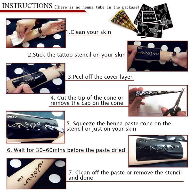 Koogel مجموعة قوالب تاتو الحناء من كوجل 18 ورقة، 97 قطعة قوالب تاتو مؤقتة متلألئة بالهواء الزهري للنساء والفتيات، ملصقات تاتو عربية واقعية للرسم على الوجه وفن الجسم - Image 5