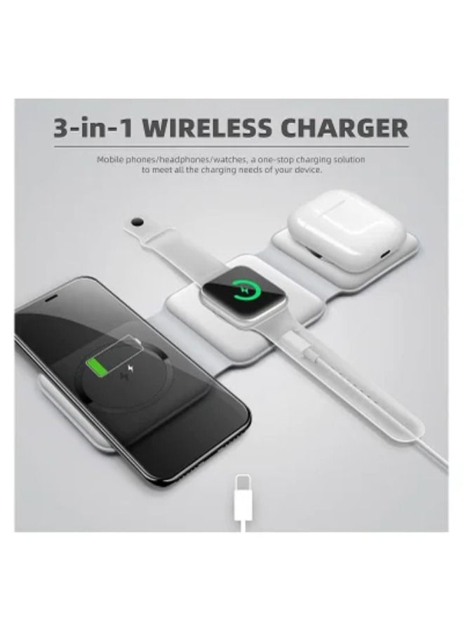 SHOPI Wireless Charging, 3 in 1 Wireless Charger, Wireless Magnetic Fast Charging Foldable Dock station Charger for iPhone 13/12/11/8/Pro/Max,for iWatch  - Image 4
