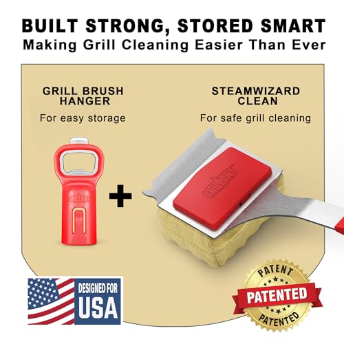 GRILLART Bristle-Free BBQ Grill Brush – Safe & Durable Cleaning Tool for Gas, Charcoal, Cast Iron & Stainless Steel Grates – Heat-Resistant Scraper Brush with Reusable Head & Hanging Loop - Image 2