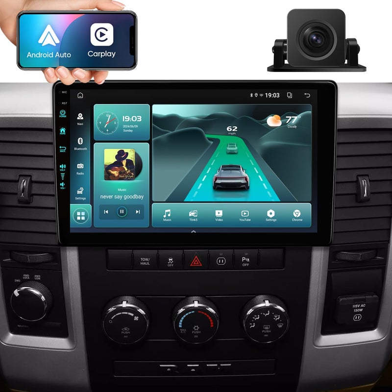 TWAHH 10th System 5GWiFi61201Mbps for Dodge RAM 1500 2500 3500 Radio Upgrade 2009 2010 2011 2012Android 13 Stereo ReplacementAMFMWirelessWired Carplay Android Auto1080P Camera 4Ram 64Rom 10th - Image 2