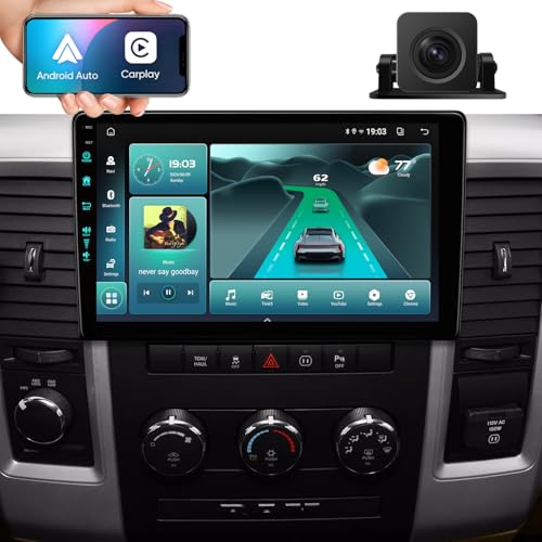 TWAHH 10th System 5GWiFi61201Mbps for Dodge RAM 1500 2500 3500 Radio Upgrade 2009 2010 2011 2012Android 13 Stereo ReplacementAMFMWirelessWired Carplay Android Auto1080P Camera 4Ram 64Rom 10th - Image 1
