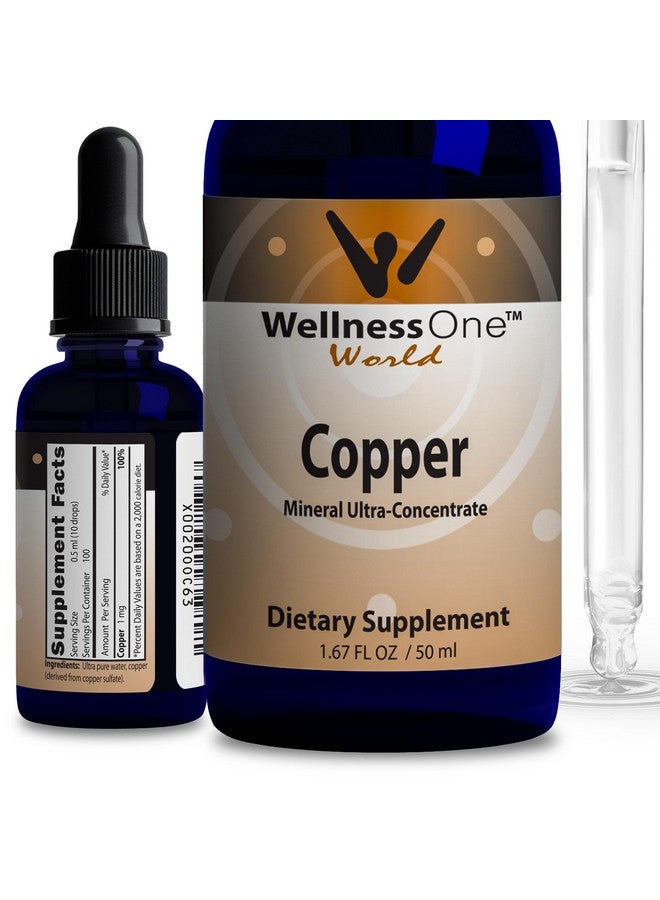 WellnessOne Liquid Copper Supplements - Bone Health & Immune Support Supplement - Copper Supplement Drops for Blood Cell Production & Collagen Formation for Kids, Men & Women - 1.67 fl oz - Image 1