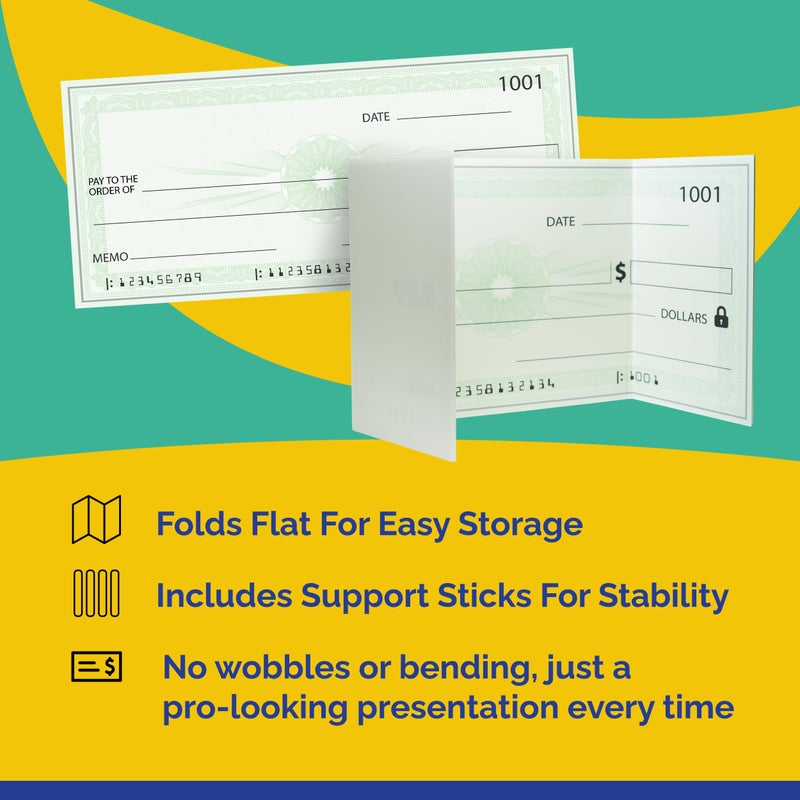 ORCA Giant Check | Large Fake Check Award For Presentations, Big Checks For Presentations, Oversized Dry Erase Blank Checks For Presentation - 31 x 13.5 - Includes Stabilizing Sticks For Rigid Presentation - Image 2