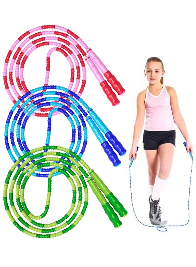 المؤسس حبل قفز مكون من 3 قطع، حبل قفز ناعم مجزأ غير متشابك بطول قابل للتعديل، حبل قفز للياقة البدنية للأطفال والرجال والنساء لفقدان الوزن - Image 1