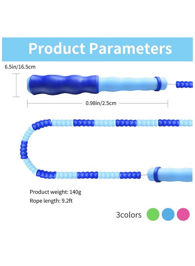 المؤسس حبل قفز مكون من 3 قطع، حبل قفز ناعم مجزأ غير متشابك بطول قابل للتعديل، حبل قفز للياقة البدنية للأطفال والرجال والنساء لفقدان الوزن - Image 4