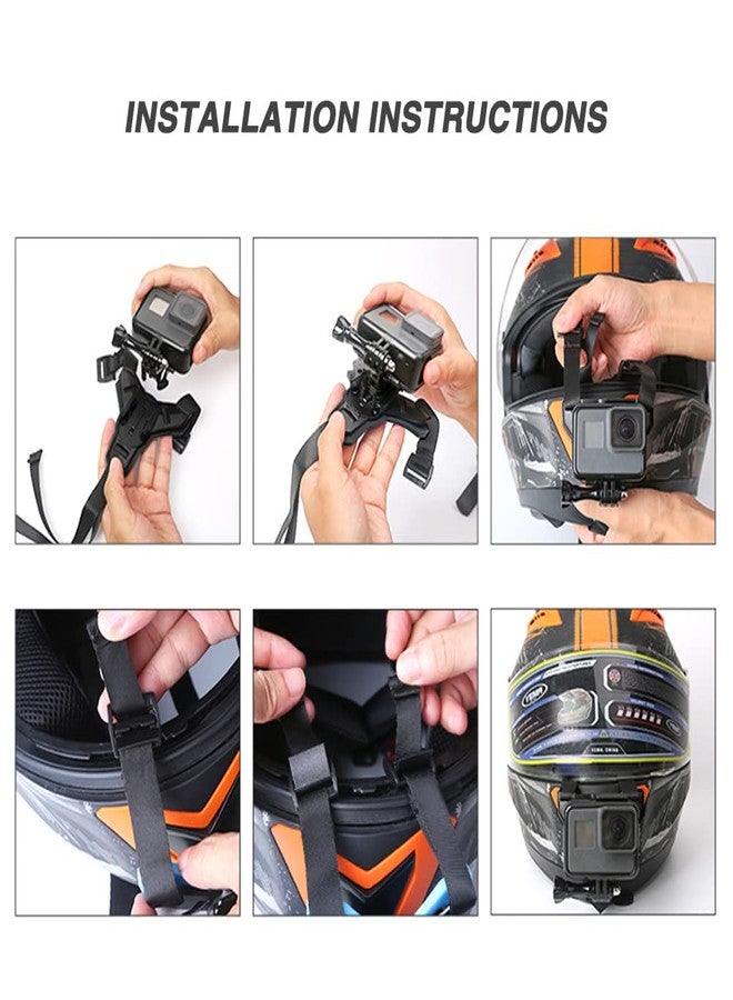 حزام خوذة الدراجة النارية EMNIMQ، حامل أمامي كامل الوجه للذقن لكاميرا GoPro Hero/Yi/DJI الرياضية (أسود) - Image 2