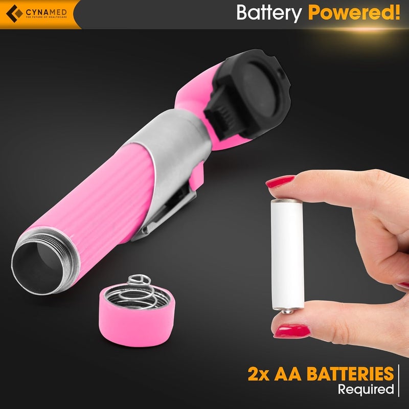 CYNAMED Mini Otoscope - Portable Ear Light and Exam Kit for Home and Professional Use - 4X Magnifying Fiber Optic Scope with Spare Tips, Bulb, and Carrying Case (Pink) - Image 3
