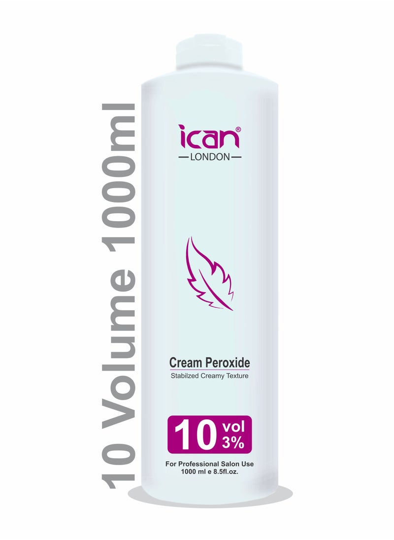 iCan London ICAN LONDON PROFESSIONAL CREAM PEROXIDE 10 VOLUME 3% 1000 ML (1 LITRE)  - Image 1