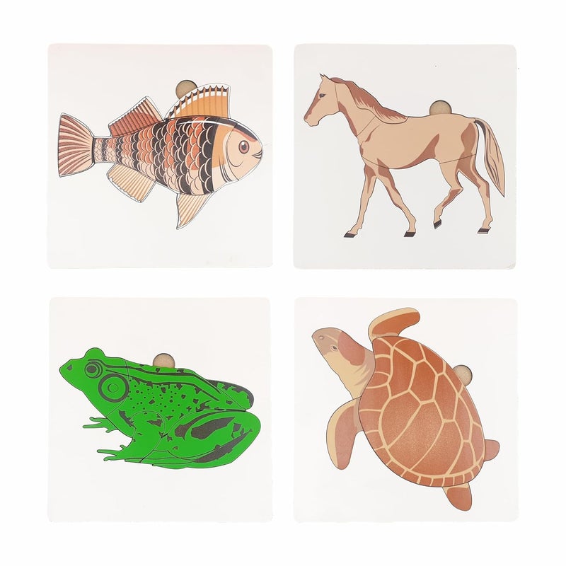 Tantrums Montessori Puzzle Set - Fish, Frog, Tortoise, and Horse Educational Toy for Kids - Image 1