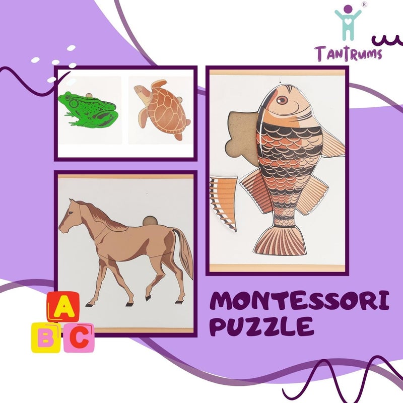 Tantrums Montessori Puzzle Set - Fish, Frog, Tortoise, and Horse Educational Toy for Kids - Image 4