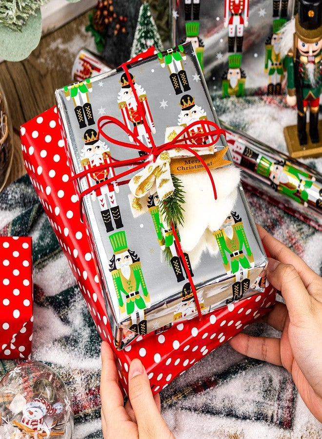 MAYPLUSS Nutcracker Wrapping Paper Roll - 17 Inch X 33 Feet - Reversible Christmas Nutcracker and Polka Dot Print Wrapping Paper w/Metallic Foil Shine, Festive Holiday Christmas Gift Wrap for Present - Image 2