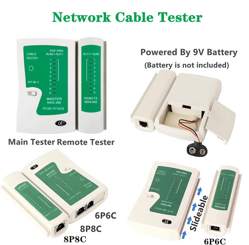 Gaobige Network Tool Kit for Cat5 Cat5e Cat6, 11 in 1 Portable Ethernet Cable Crimper Kit with a Ethernet Crimping Tool, 8p8c 6p6c Connectors rj45 rj11 Cat5 Cat6 Cable Tester, 110 Punch Down Tool - Image 5