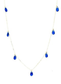 18K Pure Gold Blue Stone Necklace