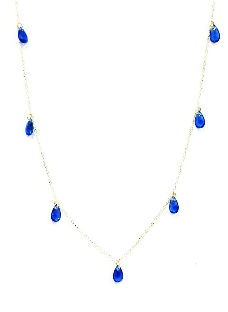 Hamsa.ae - 18K Pure Gold Blue Stone Necklace - Image 1