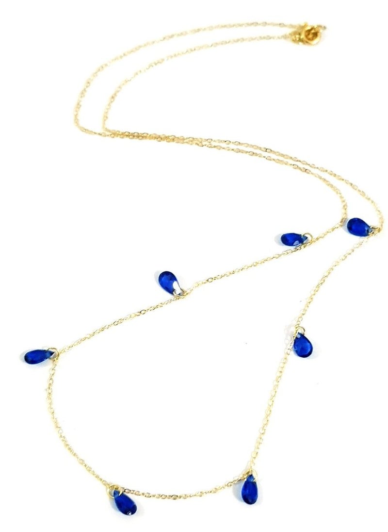 Hamsa.ae - 18K Pure Gold Blue Stone Necklace - Image 1