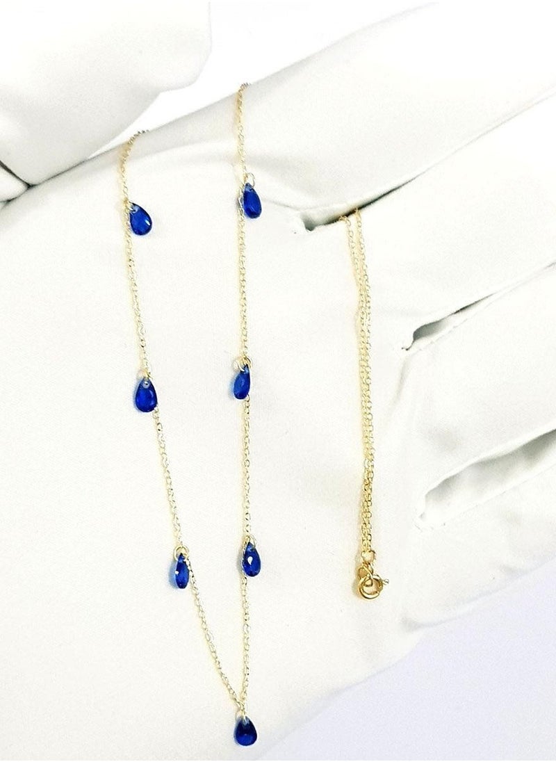 Hamsa.ae - 18K Pure Gold Blue Stone Necklace - Image 1