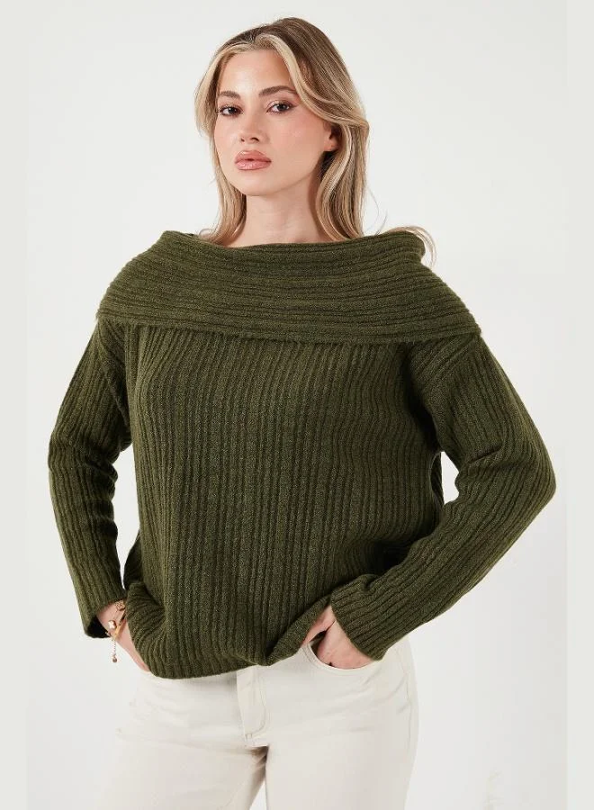 ليلا كنزة ليلا بقصة واسعة وياقة مادونا نسائية