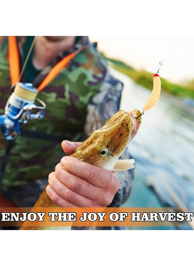 Depend Fake Fishing Baits, 100 Pcs Soft Maggot Baits Fake Worms For Fishing Bass Fishing Lures For Freshwater Artificial Wax Worms Gross Plastic Worms For Freshwater Saltwater Lake Trout Ice Fishing  - Image 5
