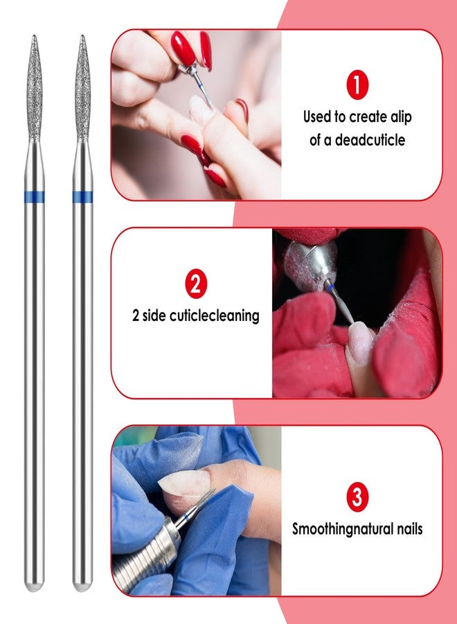 YUXIANLB 6pcs Cuticle Drill Bit, Flame Shape Diamond Nail Drill Bits Set with Case, Professional Manicure Tools 3/32" Flame Cuticle Clean Nail Carbide Bits for Home Salon - Image 4