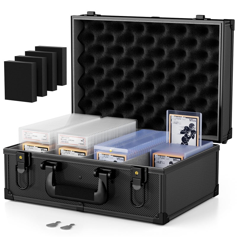 Vitula Card Case Fits for 600 Toploaders or 120 PSA Slabs or 120 Magnetic Card Holders Trading Cards Storage Box Fits for TCG Sports Cards PSA Graded Slabs Lockable Sports Cards Case L Black - Image 2