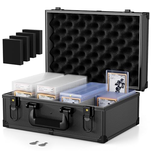 Vitula Card Case Fits for 600 Toploaders or 120 PSA Slabs or 120 Magnetic Card Holders Trading Cards Storage Box Fits for TCG Sports Cards PSA Graded Slabs Lockable Sports Cards Case L Black - Image 1