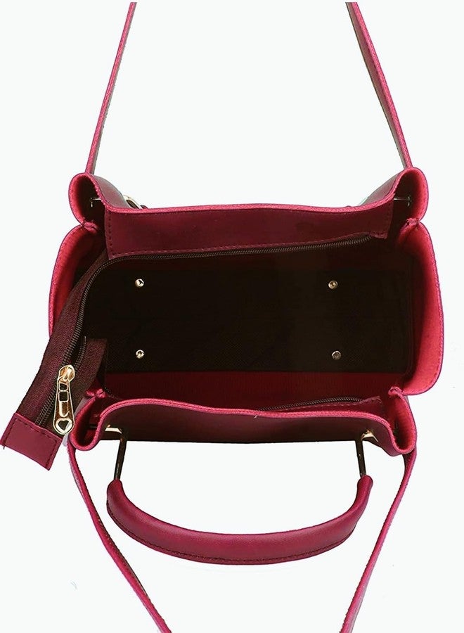 LIKE STYLE Stylish Shoulder Bag with Tassels, Women Top-Handle Handbag with Pompom, Purse for Women (Maroon) - Image 5