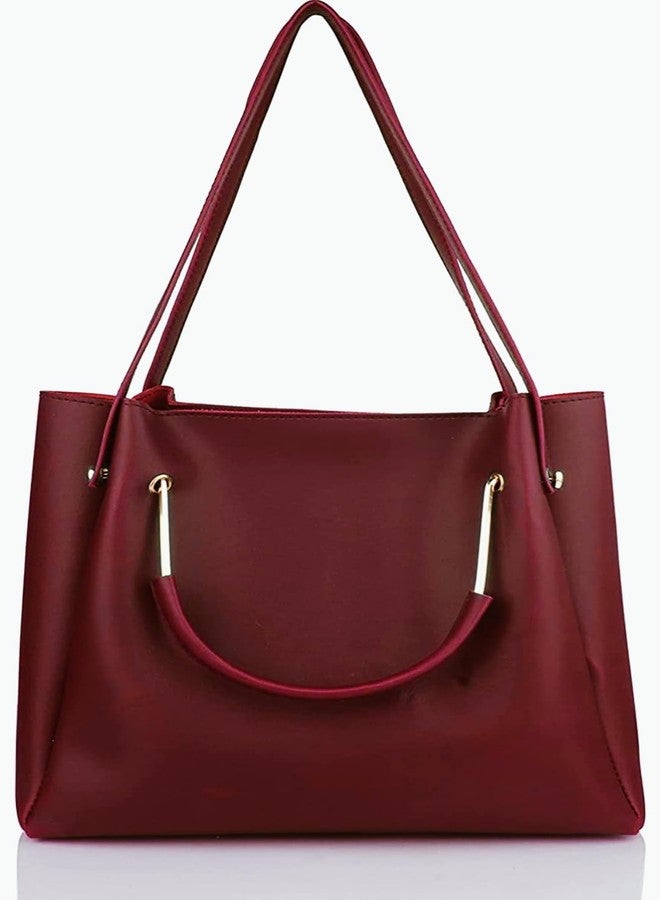 LIKE STYLE Stylish Shoulder Bag with Tassels, Women Top-Handle Handbag with Pompom, Purse for Women (Maroon) - Image 3