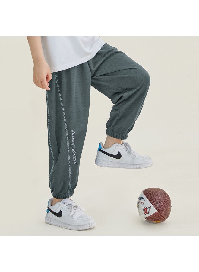 Smooth And Non-sticky】children's Summer Lightweight Drape Mosquito-repellent Long Pants, Boys' Breathable Mesh Sports Trousers - Image 4