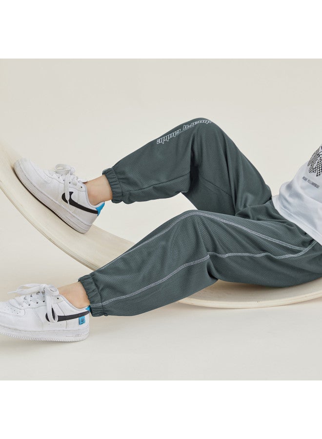 Smooth And Non-sticky】children's Summer Lightweight Drape Mosquito-repellent Long Pants, Boys' Breathable Mesh Sports Trousers - Image 3