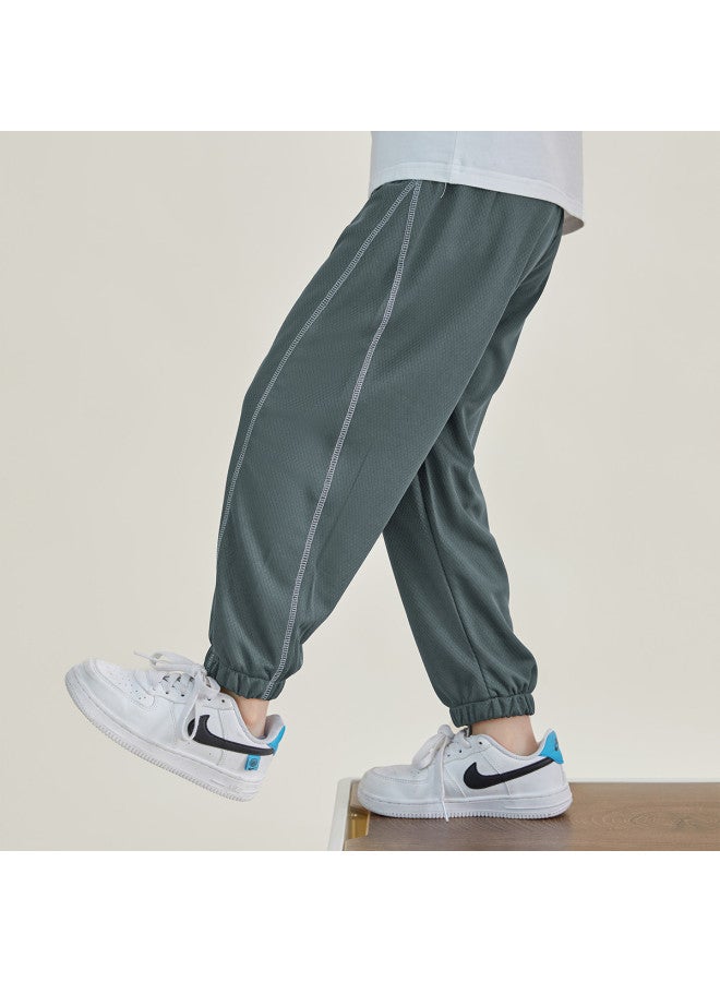 Smooth And Non-sticky】children's Summer Lightweight Drape Mosquito-repellent Long Pants, Boys' Breathable Mesh Sports Trousers - Image 5