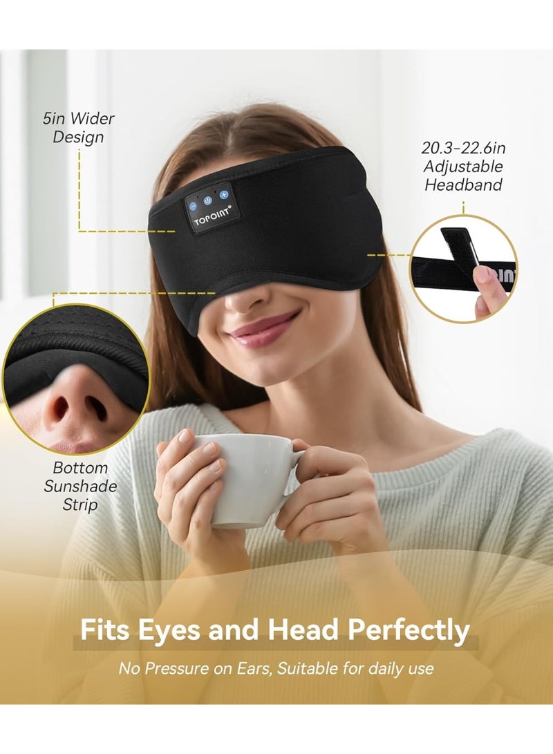 TOPOINT Sleep Mask with Headphones Bluetooth 5.4 Wireless, Sleep Headphones Earphones Earbuds with Microphone HD Speakers Music, Blackout Eye Mask for Sleeping Travel Meditation Men Women Cool Gadgets - Image 2