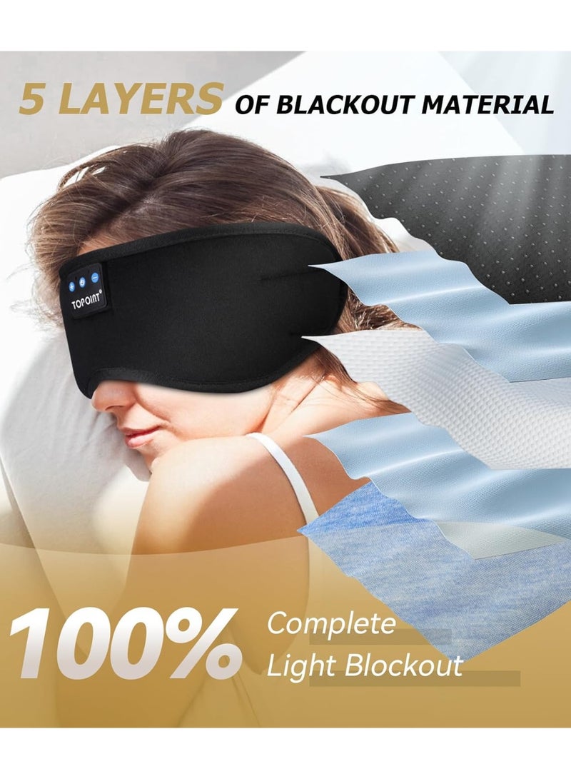 TOPOINT Sleep Mask with Headphones Bluetooth 5.4 Wireless, Sleep Headphones Earphones Earbuds with Microphone HD Speakers Music, Blackout Eye Mask for Sleeping Travel Meditation Men Women Cool Gadgets - Image 4